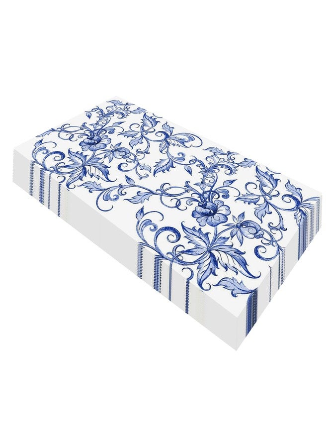 Ysqool 20Pcs Blue Floral Paper Napkins, Decorative Guest Napkins Disposable Hand Towels for Bathroom, Chinoiserie Napkins for Bridal Shower, Baby Shower, Wedding, Birthday Dinner Party Supplies - Image 1
